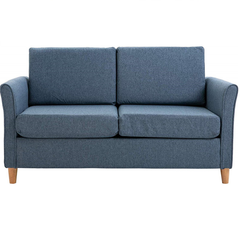 Leela 2 Seater Linen Loveseat, Blue