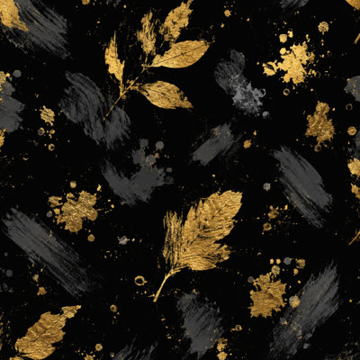 Papier peint adhésif autocollant abstrait noir et or à motif de papier peint adhésif décoratif amovible pour armoires de cuisine de chambre à coucher 17,7 po x 118 po