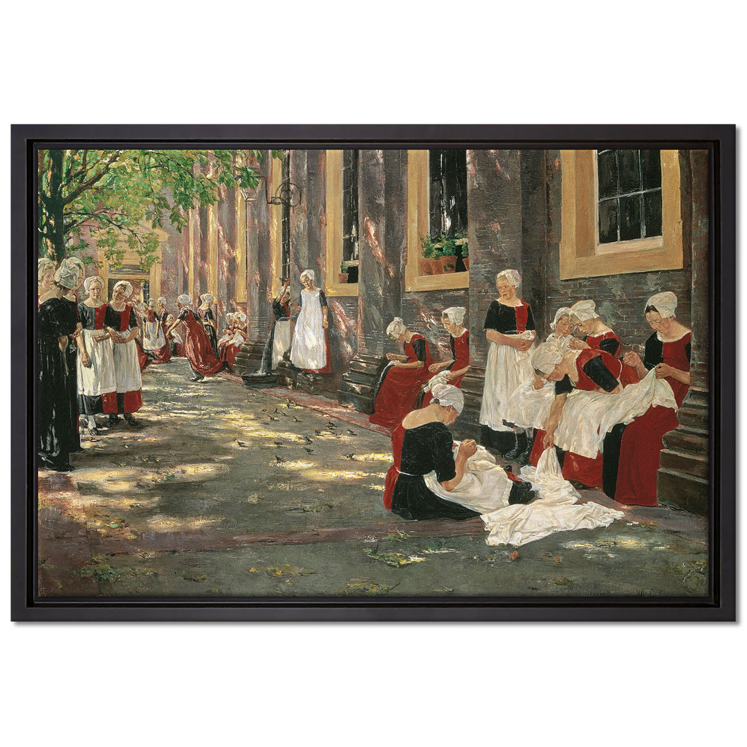 Gerahmtes Leinwandbild Free Period at the Amsterdam Orphanage von Max Liebermann