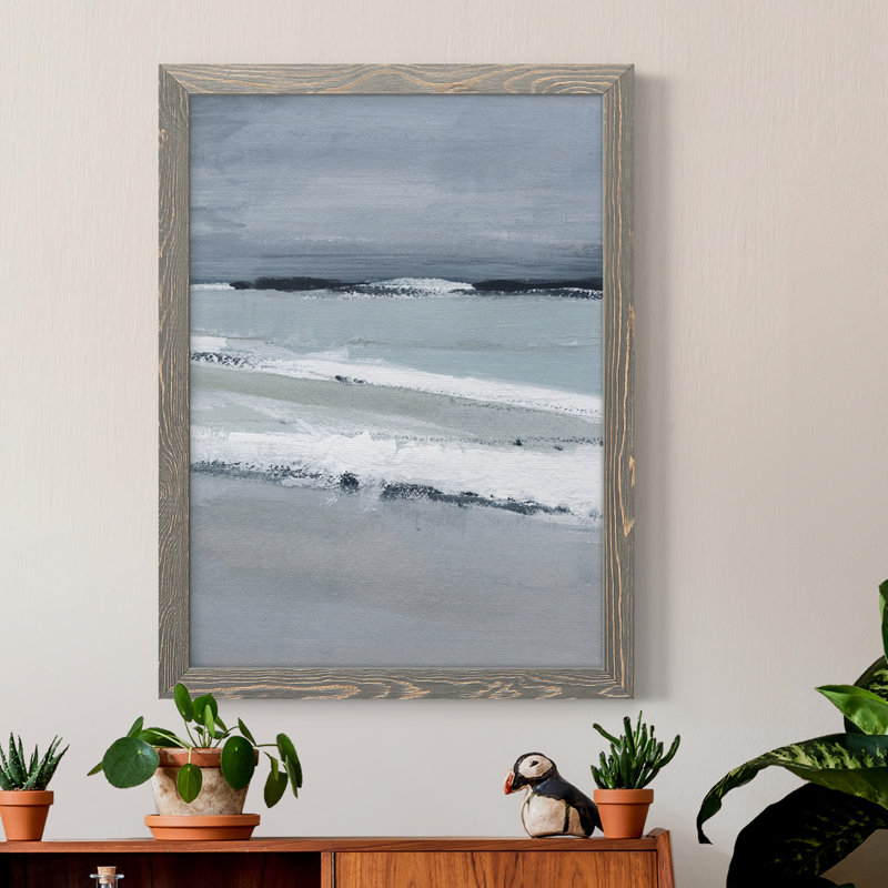 Sea Lines II - reproduction d'art sur toile, H 20 po x l 24 po x P 1 po, Cadre gris