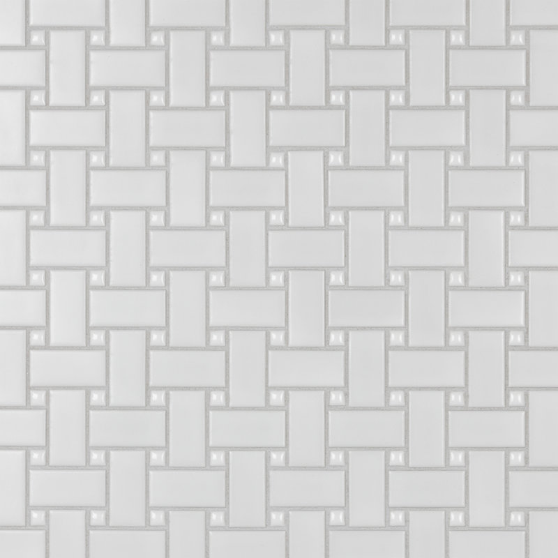 Metro Basketweave 11-3/4 " x 11-3/4 " Porcelain Mosaic Floor and Wall Tile, White
