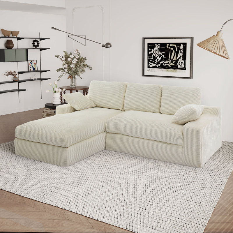 Canapé modulaire 2 pièces Boneless, Velours côtelé beige