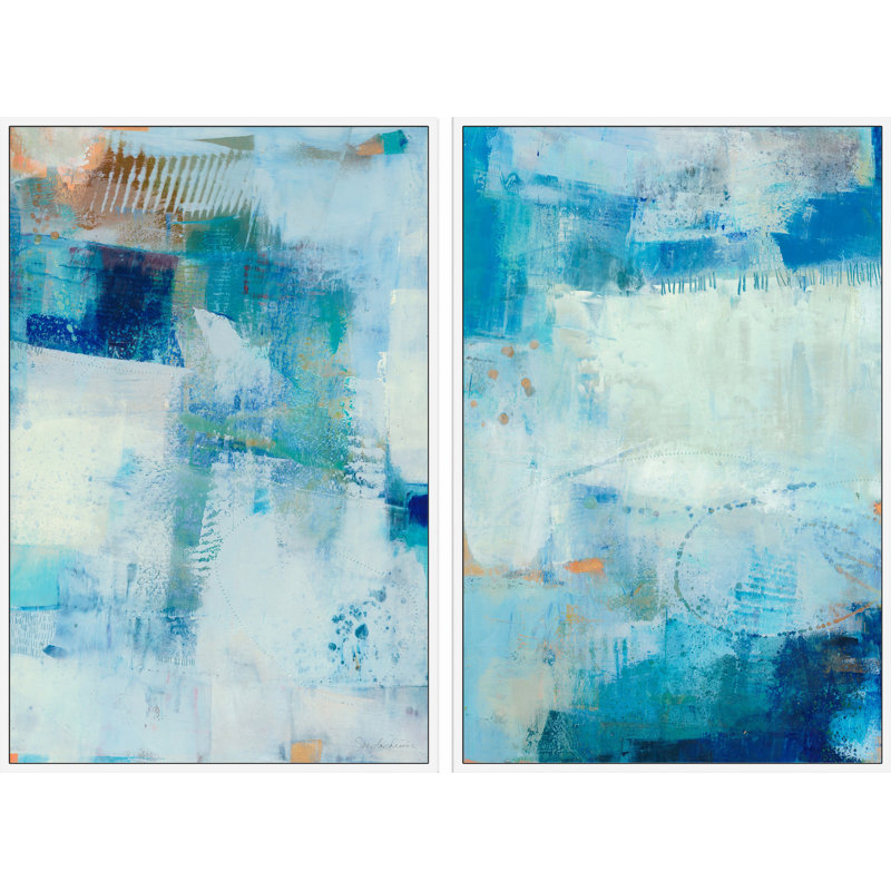 Kenning VI par Marmont Hill - ensemble de 2 reproductions sur toile, H 45 po x l 30 po x L 1,5 po, Cadre flottant blanc