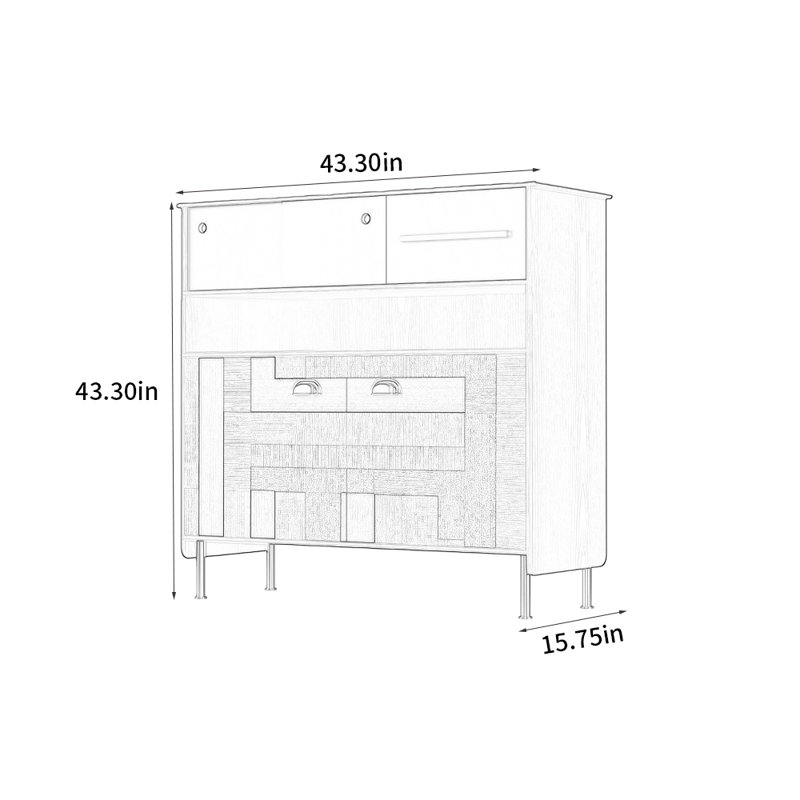 Simple pattern mixed-function dining cabinet, Black/Beige