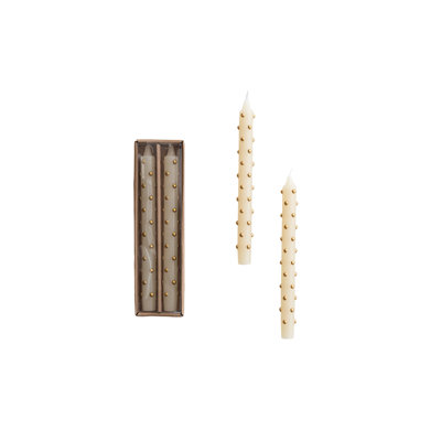 2-Piece Unscented Taper Candles With 3D Red Dots In Box