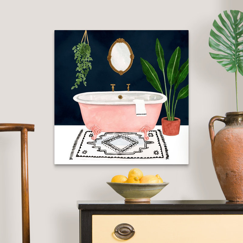 " Boho Bath II " Painting Print, Wrapped Canvas, 24" H x 24" W x 1.25" D