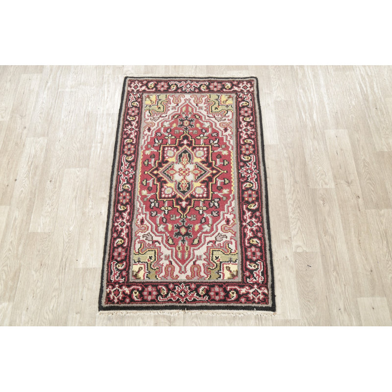 Tapis traditionnel rouge à motif géométrique 3x5