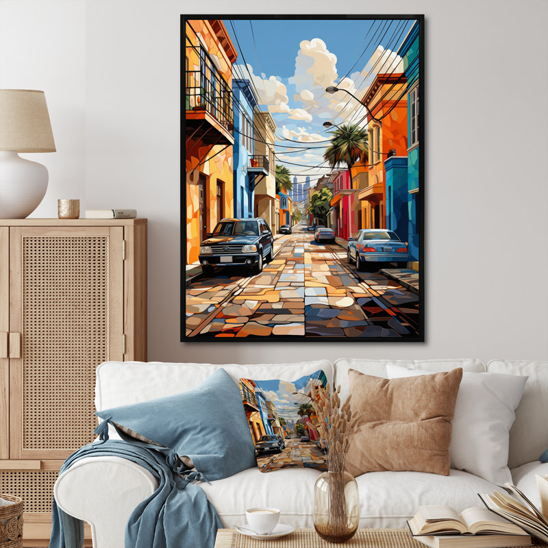 City Charleston Popart I sur toile, H 32 po x l 24 po x P 1 po, Cadre flottant noir