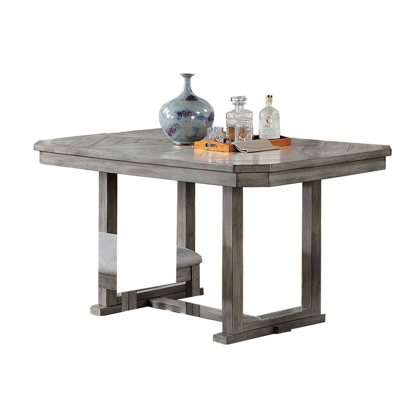 Gray Rectangular Solid Wood Dining table