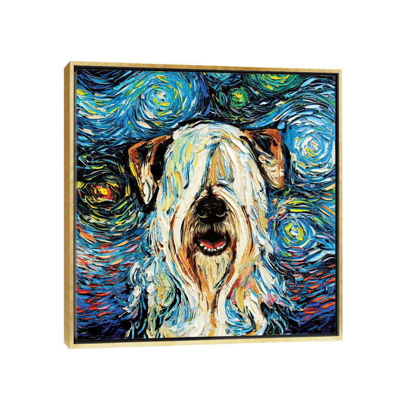 « Wheaten Night » par aja Trèves, reproduction d’art, Toile encadrée d'or, Pas de tapis, H 18 po x l 18 po x 1,5 po