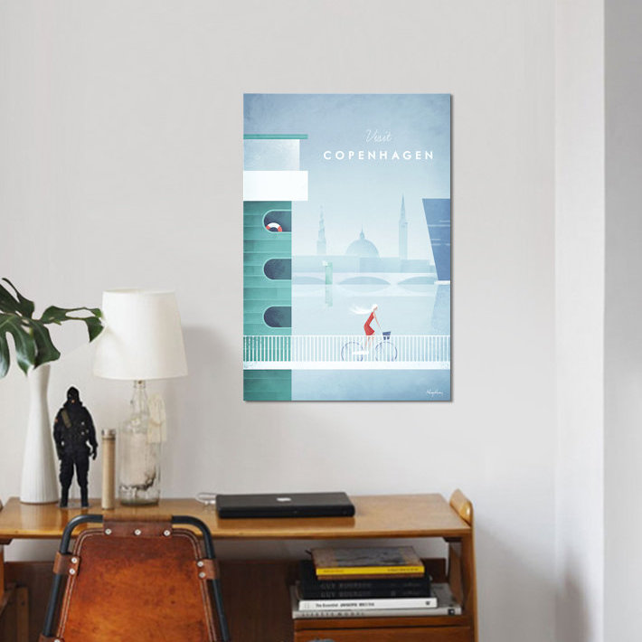 « visit copenhague », reproduction d’impression sur toile, H 18 po x l 12 po x P 1,5 po, Pas de tapis, Toile tendue