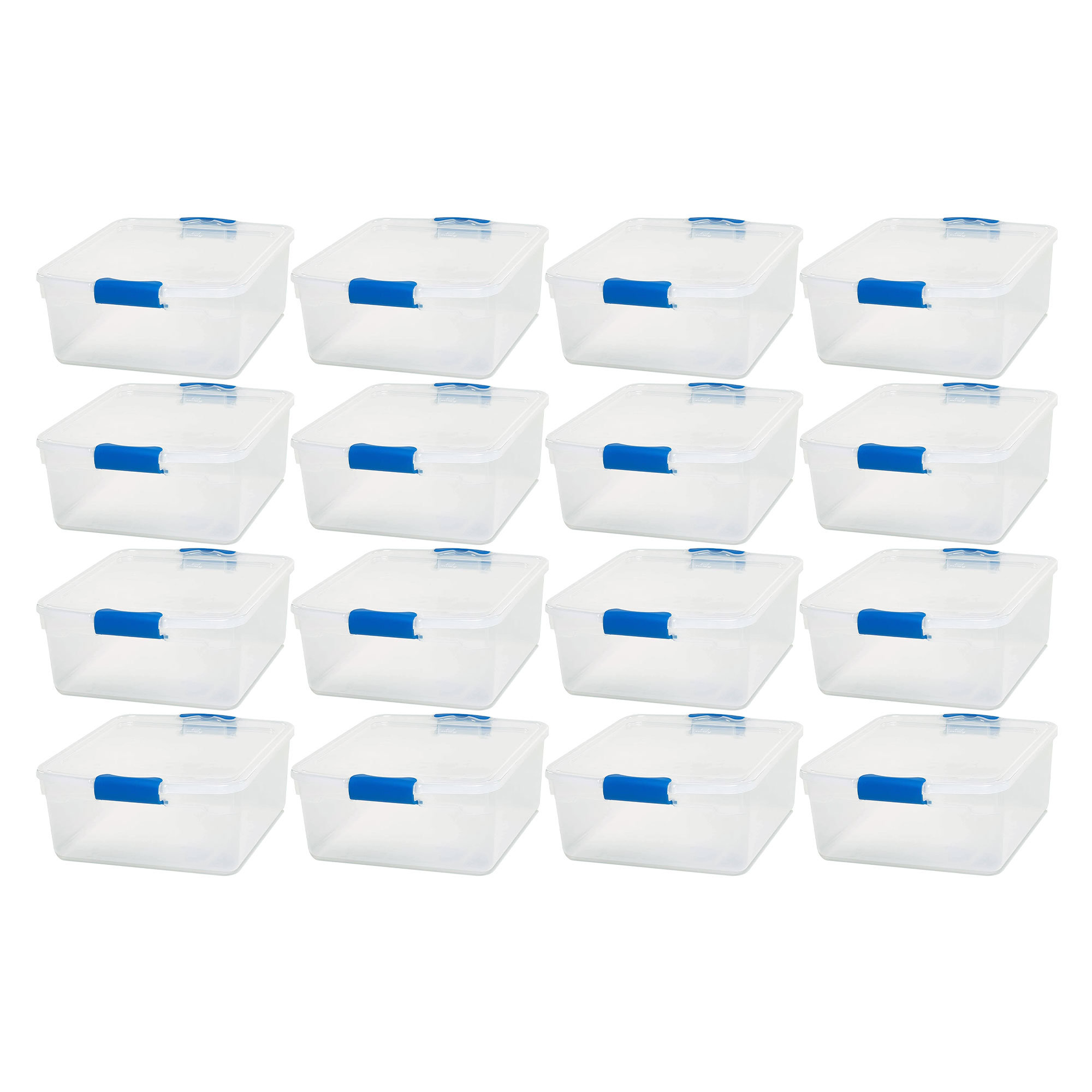  HOMZ 15.5 Quart Plastic Multipurpose Stackable Storage  Container Tote Bins with Secure Latching Lids for Home or Office  Organization, Clear (4 Pack)