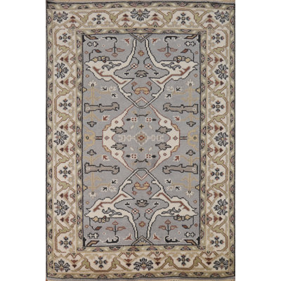 Tapis décoratif gris Oushak en laine gris 4 x 6