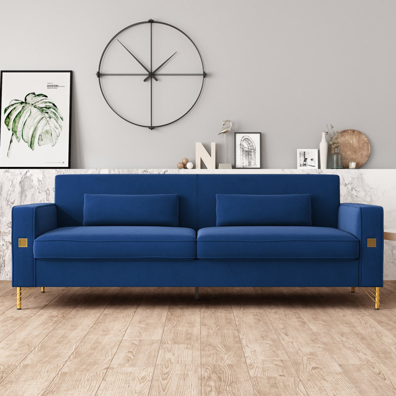 Canapé Lucian Luxe avec détails dorés, Bleu