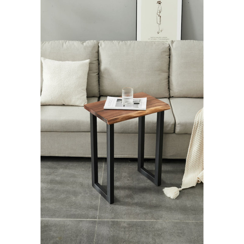  Solid Wood Sled End Table