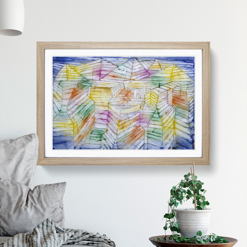 Mountain Construction by Paul Klee - Framed Print, 48cm H x 65cm W x 2cm D, Oak Framed