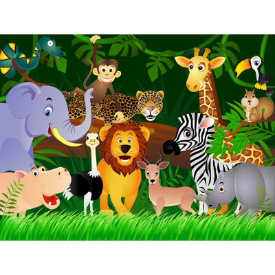 Murale l 11,8 pi x l 106 po de jungle de dessin animé Hatten