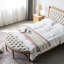 Banc semi-circulaire en lin et coton, style campagnard américain, en chêne vieilli, pour salon et chambre.
