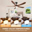 62 Inch Solid Wood Ceiling Fan With LED Light & Remote Control, Indoor/Outdoor 5-Blade Quiet DC Motor For Patio Bedroom Living Room
