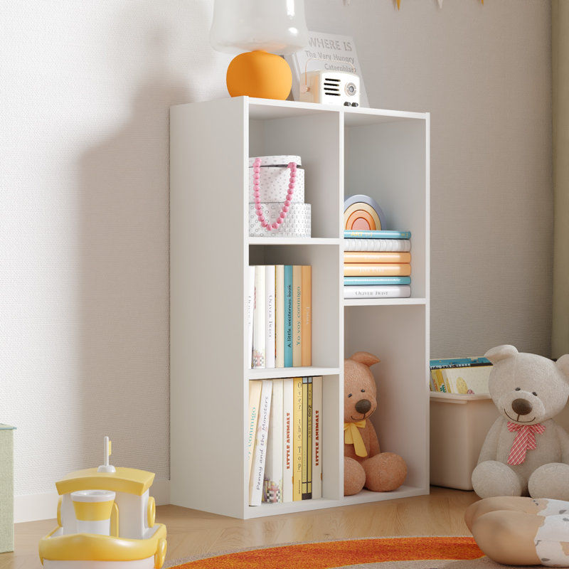 Furinno Luder 5-Cube No Tool Assembly Open Shelf, White, White