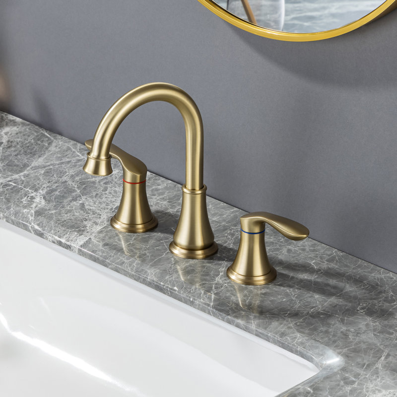 Widespread 2-handle Bathroom Faucet with Drain Assembly,  Brushed Gold