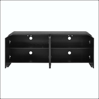 Mid-Century TV Stand with Curved Edge, Adjustable Shelves, and Cable Management