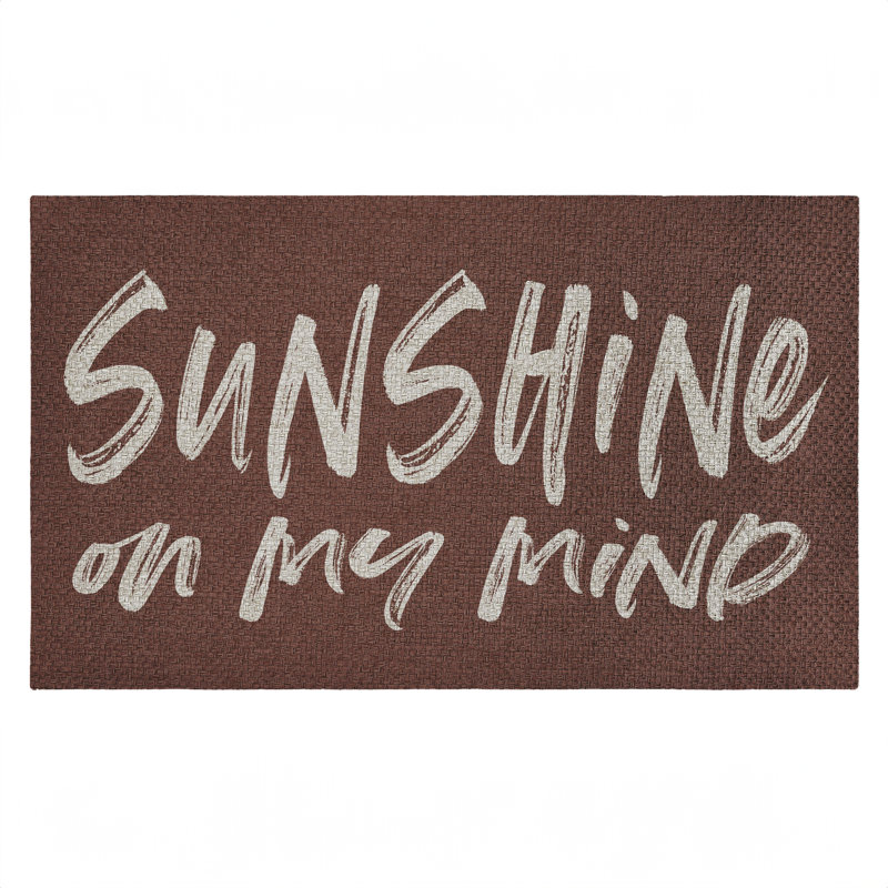 Tapis d'extérieur brun Sunshine On My Mind, par Lettred and Lined, 18 po x 30 po, Soleil brun dans ma tête