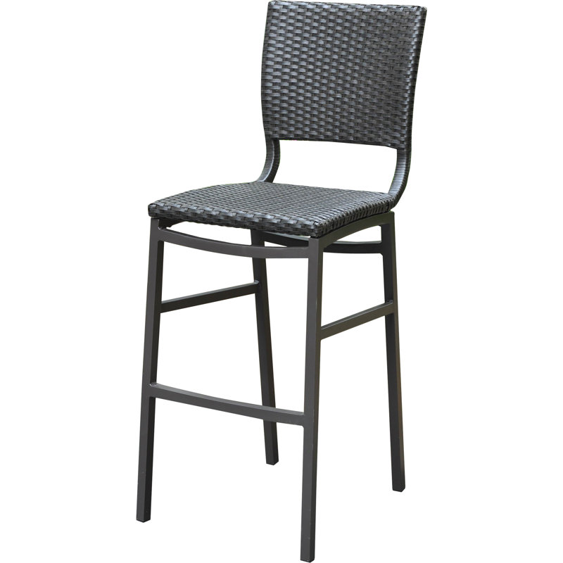 Brade PVC Wicker Outdoor Stool, Black Antique