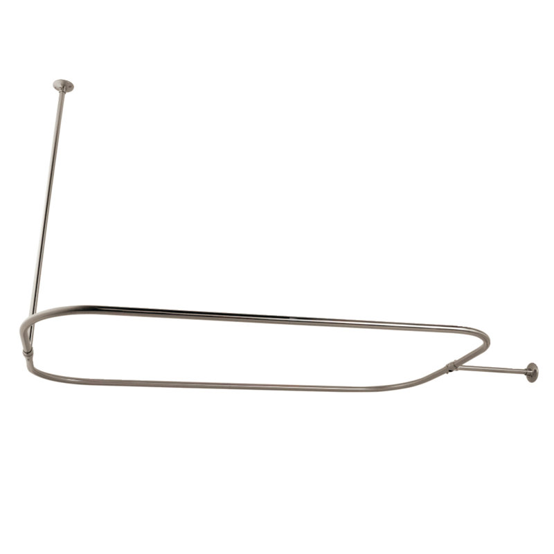 Kingston Brass Vintage 44.5-Inch Rectangular Shower Curtain Rod, 18 Gauge, Polished Nickel