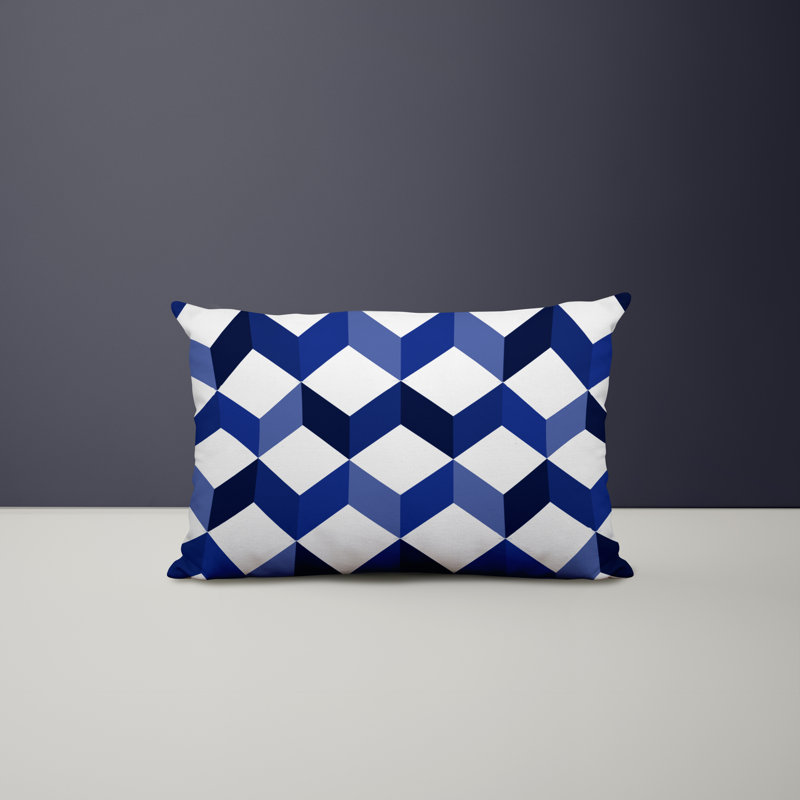 Outdoor Reversible Throw Pillow, Navy Blue
