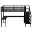 Lit mezzanine en métal peu encombrant avec bureau en L, garde-robe, charge USB et tablette réglable - grand-750202870