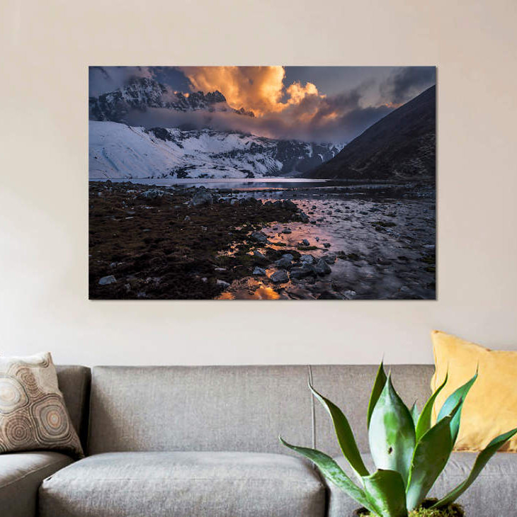 « gokyo fire », reproduction de photo sur toile, H 26 po x l 40 po x P 1,5 po, Toile tendue, Pas de tapis