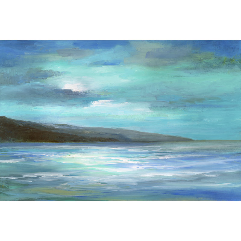 Moon Glow by Sheila Finch - Painting on Canvas, 30cm H x 46cm W, Black Floater Framed