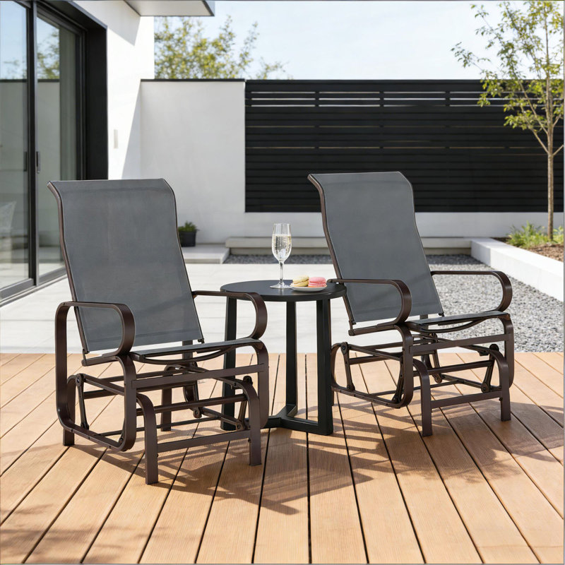 Ensemble de chaises hautes et chaises longues coulissantes pour l'extérieur, Gris/noir