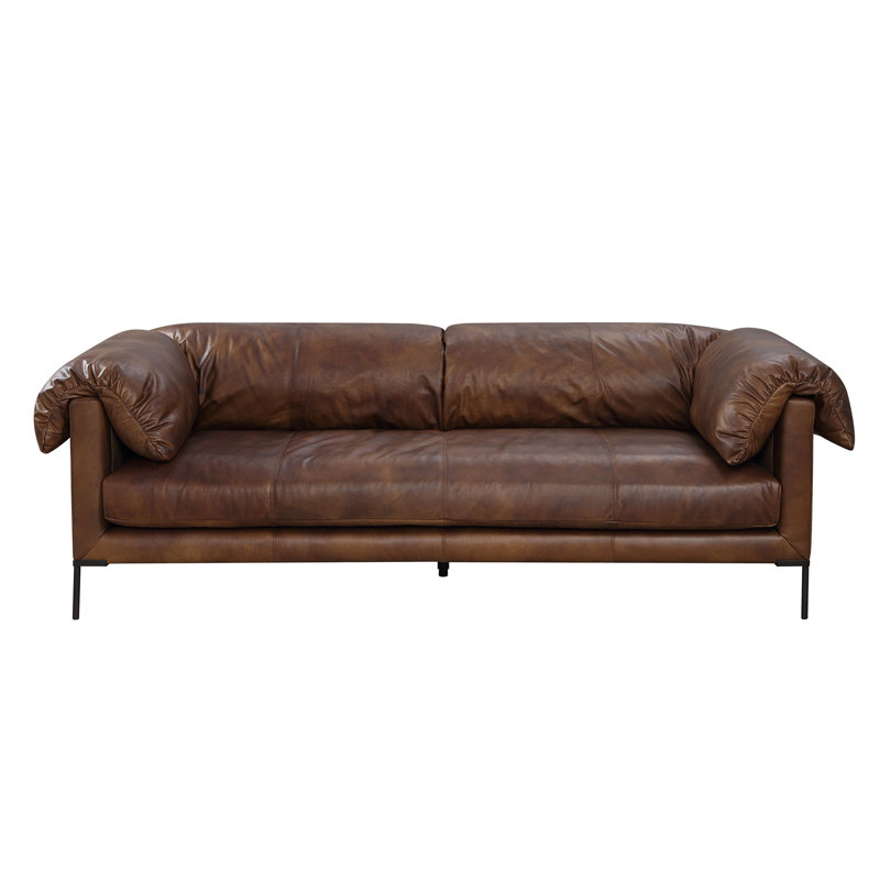 Jaron Mocha Top Grain Leather Sofa