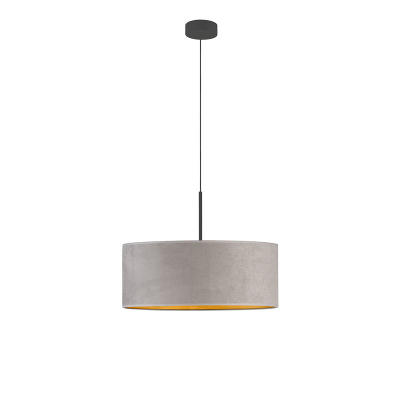 Askey 3 - Light Drum Pendant, Grey/Gold, Black