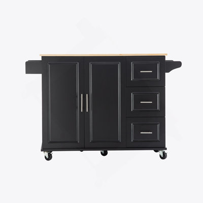 Kitchen Island & Kitchen Cart, //Nmobile Kitchen Island With Extensible Rubber Wood Table Top