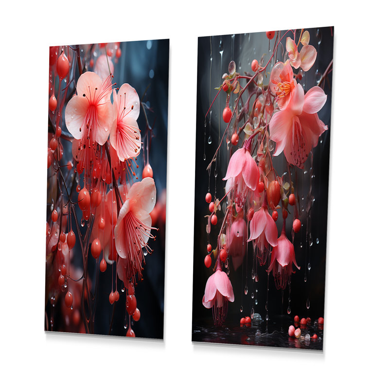 Ethelyn - ensemble d'art mural en métal fuchsia 2 pièces, H 28 po x l 24 po