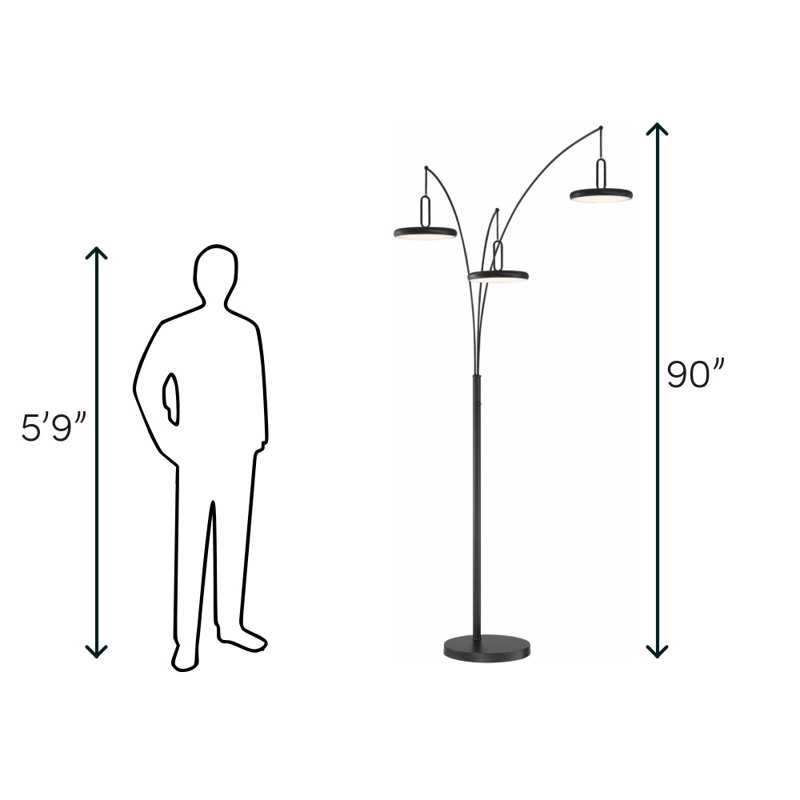 Lampe sur pied à l’arbre 90 po Orme, Nickel brossé