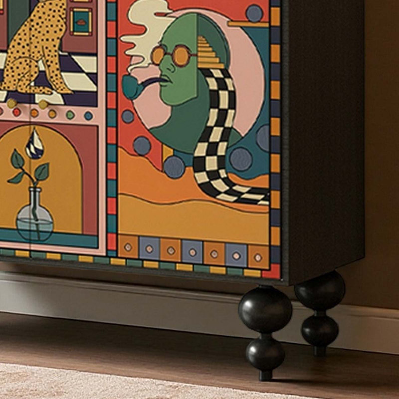 Artistic Flow – Abstract Black Cabinet