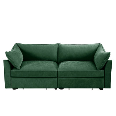2 Seater Chenille With Wraparound And Hidden Storage For Small Nordic-Style Home Interiors Crescent Pull Out Drawers Scale Contemporary Homes