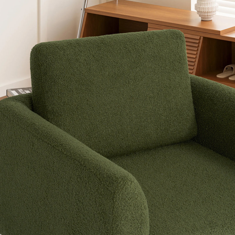 Fauteuil d'appoint pivotant rembourré à accoudoirs évasés, Polyester vert