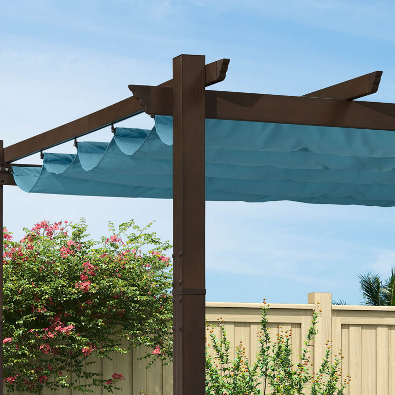PURPLE LEAF Pergola Shade Cover for 10' X 12' Deck Porch Outside Outdoor Retractable Durable Fabric Canopy Replacement Top Only ,Turquoise Blue