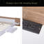 Grand lit plateforme avec tête de lit, tiroirs, tablettes, ports et prises USB