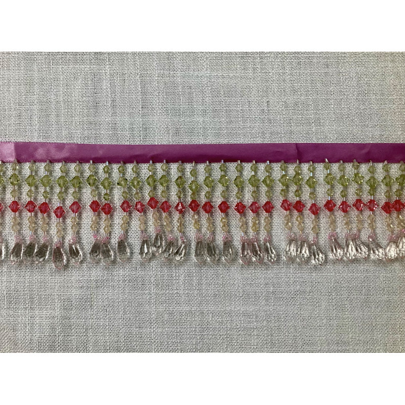Tissu frange cristal perlé