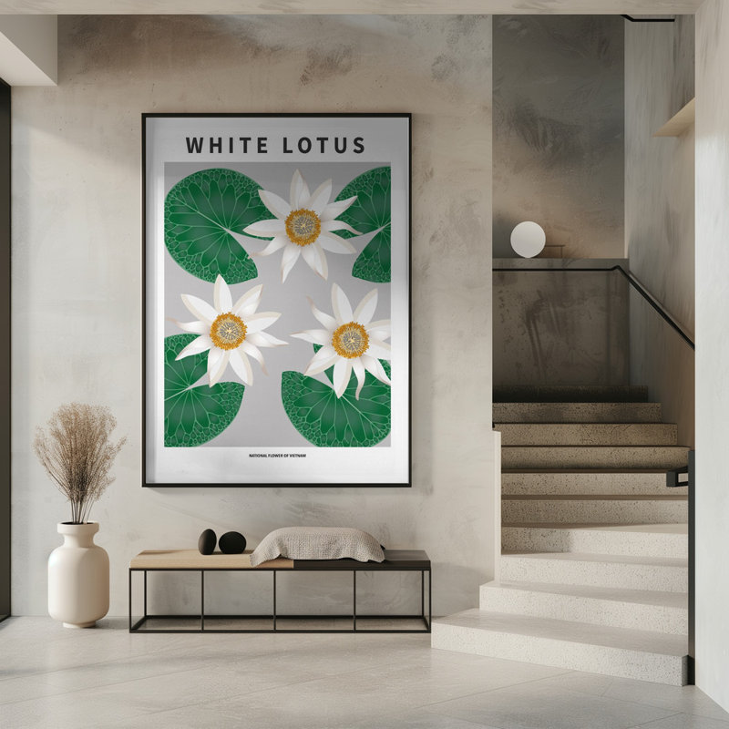 «White Lotus», art mural texturé encadré, Noir, H 14 po x l 10 po