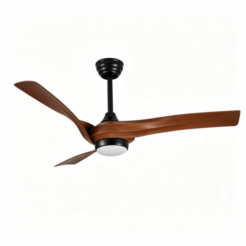  Ventilateur de plafond 3 pales 52 pouces avec lampe blanche et pales blanches, Black, Walnut