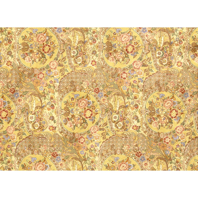 Hand Knotted Wool Area Rug in Brown And Cream