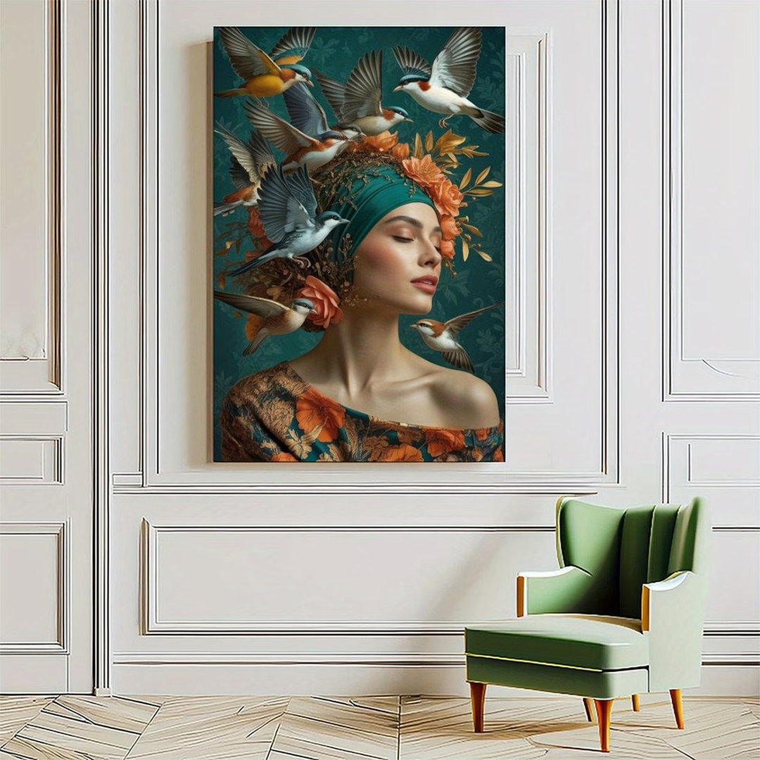 45*30,1Pc Wooden Frame Wall Art, 2D Flat With_Closed_Eyes Birthday Party Decoration, Mother's Day, New Year, Easter Gifts For Mother.