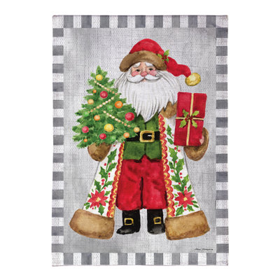 Festive Santa Burlap House Flag